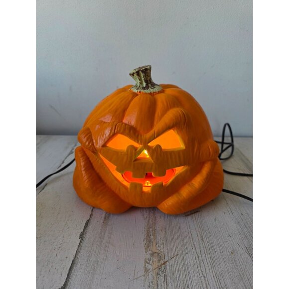 Light up pumpkin jack-o'-lantern Halloween decor table top vintage - Picture 1 of 8